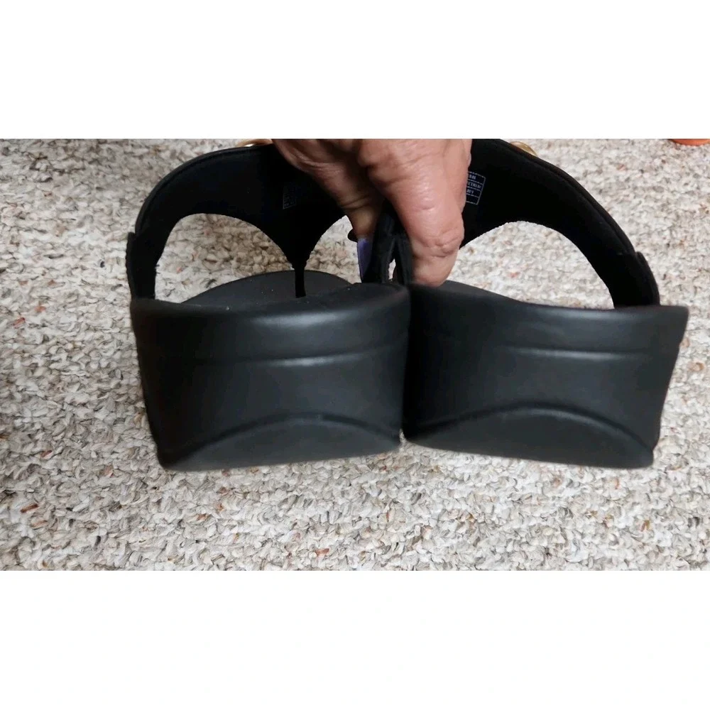 FitFlop Lulu Chunky Snaffle Leather Toe-Post Sandal Black US 10 New No‎ Box